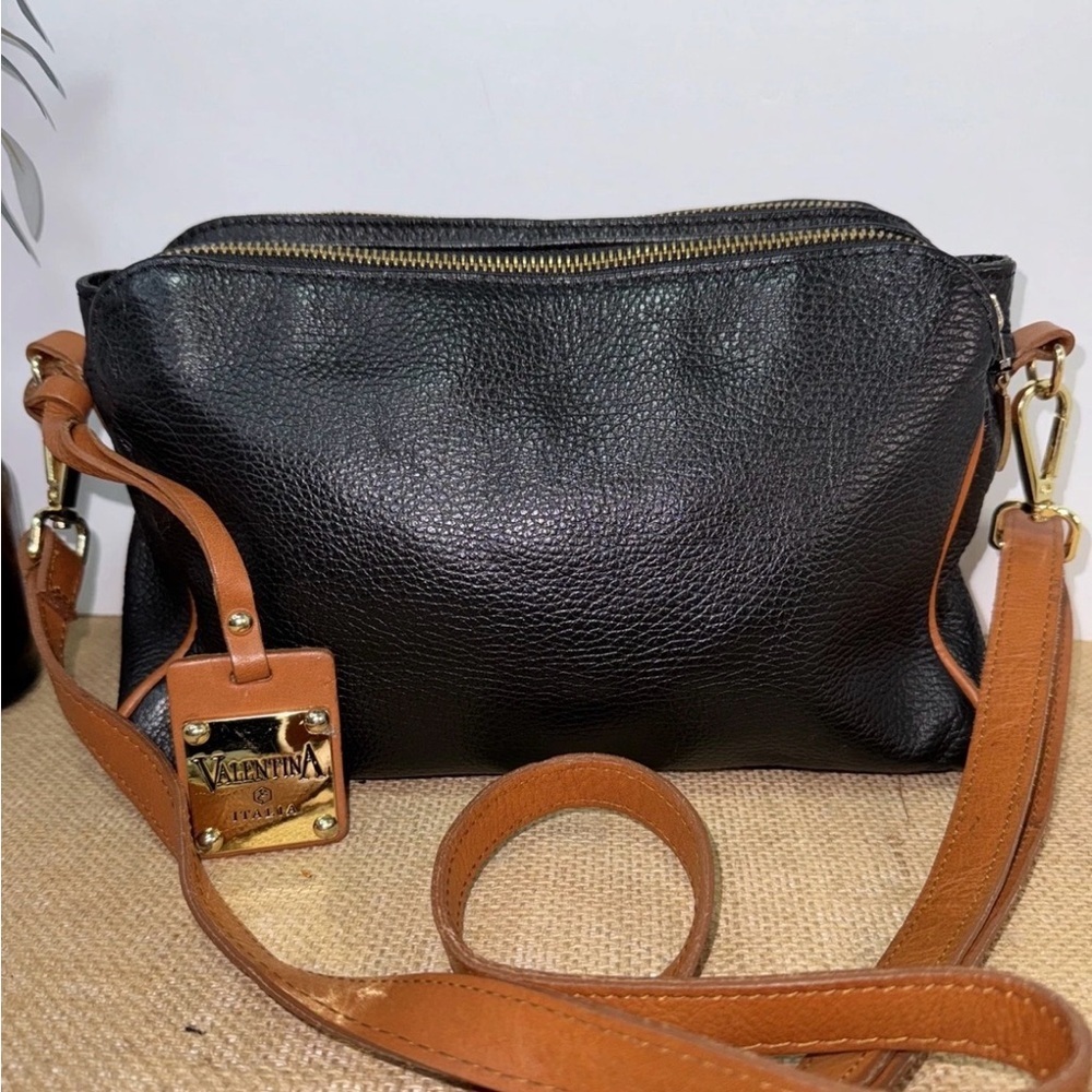 2 Valentina Black and Brown Tupe and brown Crossbody Bag two purses